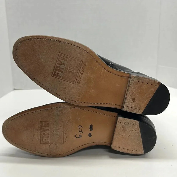 Frye Dorado Boots Riding Leather Tall Pull On Boot Silver Black Women's Size 6 - Picture 8 of 10